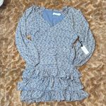ASTR The Label Floral Blue Dress with Ruffle Hem Size L Photo 4