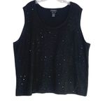 Lane Bryant  Sleeveless Beaded Shimmery Blouse Lightweight Stretch 26 / 28 Black Photo 10