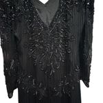 Vintage Right Choice Silk Beaded Gown Black Evening Dress 1980s Made in India Size 6 Photo 10