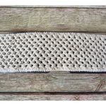 Vintage 90s Lake Shore Drive Brown Double Buckle Belt Cream Crochet Stretch Boho Size XL Photo 7