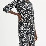 Nine West Black and White Abstract Long Sleeve Dress Photo 2