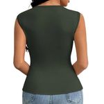 SheIn Slim Fit Capped Sleeve Tight Tank Top in Green, Size L Photo 1