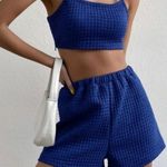 SheIn Royal Blue Quilted Cropped Cami and Shorts Set Women’s Size M Photo 0