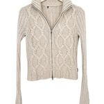 Abercrombie & Fitch Abercrombie Cream Cable Knit Full Zip Sweater Sz S Photo 0