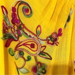 fig & flower Embroidered Floral Yellow Top Sz L Boho Loose Lightweight Flowy Size L Photo 2