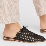 Free People “Mirage” Woven Flat Black Leather Woven Flat Slip on Sandals Size 39 Photo 1