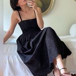 Posse Square Neckline Long Sundress w/ pockets Classic traditional eyelet Black Size XL Photo 0