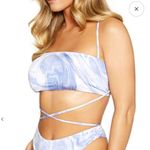 Naked Wardrobe Out of Office Bikini Top Blue Smoke EUC Backless Microbikini Photo 1