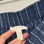 Eileen Fisher Organic Linen Pull-On Cropped Linen Pants in Navy Stripe - Size S Photo 3