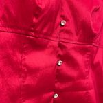 Vintage Cachet elegant red button satin faux diamond blouse Size L Photo 4