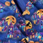 Vintage 90s Vest Halloween NYC Purple Orange Pumpkins Bats Witches Size M Photo 2