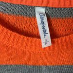Aeropostale  Sweater Orange Silver Stripe Lightweight Womens Small Crewneck Photo 7