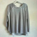 Loft ‎ Lounge Women’s Gray Velvet Pullover Top Size L Photo 3