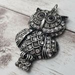 Large Dark Grey Owl Pendant Photo 1