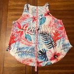 Roatan Honduras Tropical Print Palm Tree Tank Size Medium Pink Photo 3