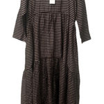 Never A Wallflower Horseshoe‎ Dress XS Burgundy White Striped Midi Cotton Blue Photo 0
