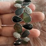 Lia Sophia Silver Tone Metal, Black  & Rhinestone Stretch Bracelet EUC. Worn 1x Photo 1