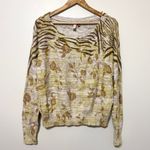 Anthropologie Pilcro  Floral Sweater Size Small Oversized Yellow Boho Photo 2