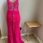 Wear You Love. Unique sparkle sequins slit front maxi dress deep pink size 14 Photo 8