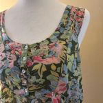 Green and Pink Floral Asymmetrical Tank Top with Relaxed Fit Size 8 White Photo 2