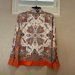 Rachel Zoe  Orange Multicolor Paisley Button Up Dress Top Photo 3