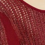 Lucky Brand Women’s  Sweater tunic flare M Red gold open knit size medium Photo 2