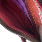 Knomo London Faux Croc Burgundy Laptop Tote Bag 18 x 12 x 6 Structured Chic GUC Brown Photo 8