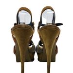 YSL Yves Saint Laurent Tribute Sandals Suede Leather Green Platform Size 37.5 Photo 3