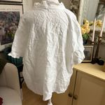 J.Crew  Ruffle Trim Button Up Shirt Linen In White Size 3X Photo 3