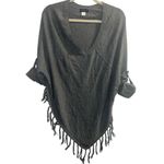 Venus ✨ Gray V-Neck Fringe Tassel Hem Button Cuff Sz S Poncho Sweater✨ Photo 10