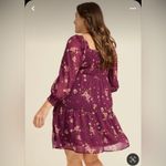 Maurice's Maurice’s Plus Size 1X Arbor Floral Smocked Dress Burgundy Long Sleeve boho Photo 1