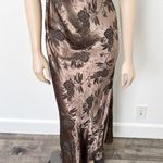 All that jazz [Vintage] 90s  Small Brown Floral Print Satin Velvet Strappy Dress Photo 9