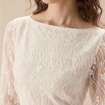 RIHOAS White Lace Boat Neck Slit Midi Dress L 74 Size L Photo 3