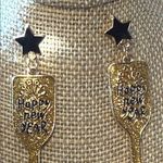 Gold Glitter 'Happy New Year' Earrings Photo 5