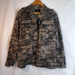 Sanctuary Green Army Camo Print Mock Neck Cargo Utility Jacket Size Medium Photo 13
