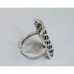 Boutique Solid Statement Ring White Gold Plated Sterling Adjustable Lattice Wide Band‎ Photo 8