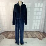 Fabletics blue velvet straight leg jumpsuit size xxl Photo 4