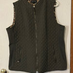New Direction New Directions Olive Quilted Vest with Leopard Lining Photo 0