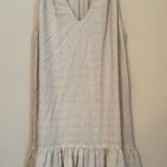 Maven West  Linen Blend Sleeveless V-Neck Ruffle Hem Dress Size Small Beige Boho Photo 0