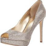 Michael Kors Gold Glitter Milan Platform Peep-Toe Pumps - Size 8. Photo 1