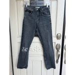 ZARA Straight Leg Jeans Distressed Black Wash Denim Casual Size 2 Photo 5