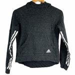 Adidas  Charcoal Grey Heathered Cropped Logo Hoodie Photo 0