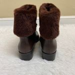 H by Halston  Caroline Brown Leather Ankle Boot Faux Fur Size 7 Photo 4