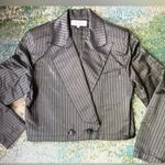 Vintage Cassidy silk pinstripe cropped button bolero jacket, size
6 Black Photo 14