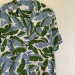 Trovata Birds of Paradise 100% Linen Blue Green Tropical Short Sleeve Small Top Green Photo 9