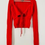 H:ours NWOT Revolve  Cora Women's Blouse Top Shirt Cutout Bright Red Large Tie Photo 0