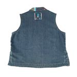 Chico's Y2K Funky Chico’s Denim Abstract Floral Embroidered Colorful Zip Up Vest Jacket Photo 1