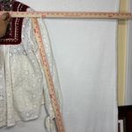 ZARA XS Embellished Red Embroidered White Cardigan Top Mirror PomPom Boho Beachy Photo 11