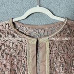 & Other Stories Womens Lace Top Pink M/L Open Front Long Sleeve Crew Neck Formal Dressy Photo 2