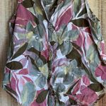 Tahari  100% Linen Top Button Down Shirt Womens Floral Short Sleeved Size M Photo 1